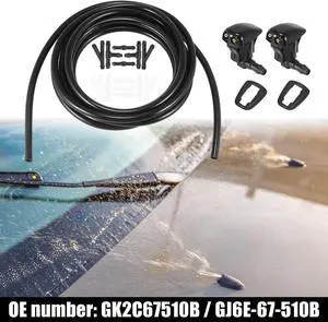 Front Windshield Washer Hose Kit Fit for Mazda 6 with 3 Meter Washer Fluid Hose 12 Pcs Hose Connectors - Pack of 15 Black
