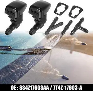 Front Windshield Washer Nozzles Fit for Lincoln MKX with Hose Connector - Pack of 5 Black