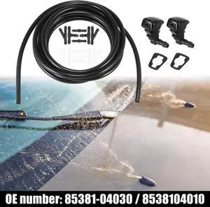 Front Windshield Washer Hose Kit Fit for Toyota Tacoma with 3 Meter Washer Fluid Hose 12 Pcs Hose Connectors - Pack of 15 Black