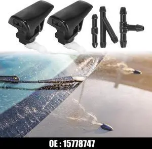 Front Windshield Washer Nozzles Fit for Cadillac SRX V6 with Hose Connector - Pack of 5 Black