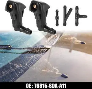 Front Windshield Washer Nozzles Fit for Honda Accord with Hose Connector - Pack of 5 Black