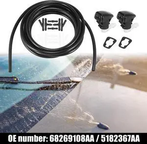 Front Windshield Washer Hose Kit Fit for Dodge Durango with 3 Meter Washer Fluid Hose 12 Pcs Hose Connectors - Pack of 15 Black