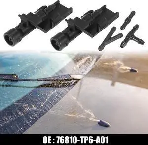 Front Windshield Washer Nozzles Fit for Honda CRV with Hose Connector - Pack of 5 Black