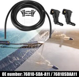Front Windshield Washer Hose Kit Fit for Honda Accord with 3 Meter Washer Fluid Hose 12 Pcs Hose Connectors - Pack of 15 Black
