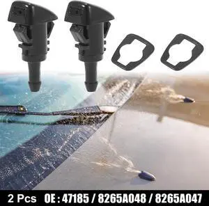 Front Windshield Wiper Nozzles for Mitsubishi Eclipse Galant with Gaskets - Pack of 2 Black