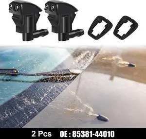 Front Windshield Wiper Nozzles for Toyota Avalon Prius with Gaskets - Pack of 2 Black