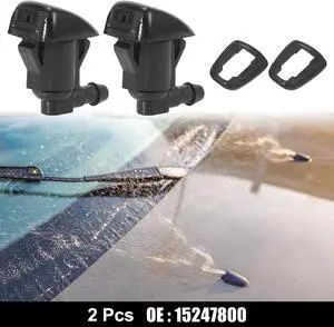 Front Windshield Wiper Nozzles for Pontiac G6 for Chevy Malibu with Gaskets - Pack of 2 Black