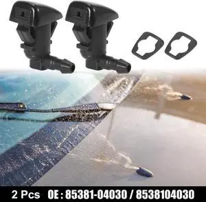 Front Windshield Wiper Nozzles for Toyota Tacoma with Gaskets - Pack of 2 Black
