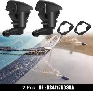 Front Windshield Wiper Nozzles for Ford Focus Edge with Gaskets - Pack of 2 Black