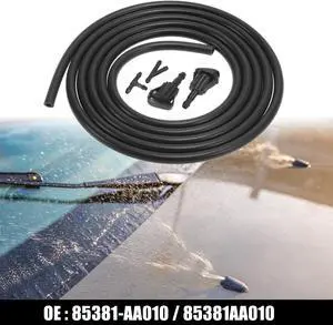 Front Windshield Washer Nozzle Sprayer Kit for Toyota Tacoma Camry with Hose Connector - Pack of 2 Black