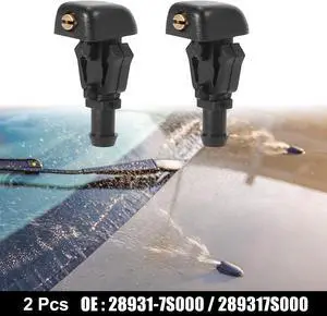 Front Windshield Wiper Nozzles for Nissan Titan for Infiniti QX56 - Pack of 2 Black