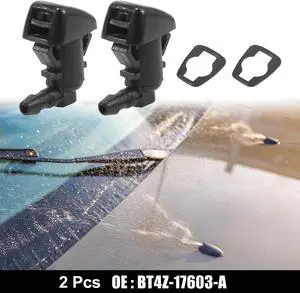 Front Windshield Wiper Nozzles for Lincoln MKX with Gaskets - Pack of 2 Black