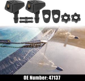 Universal Front Windshield Washer Nozzles Kit with Wiper Fluid Hose Connector - Pack of 10 Black