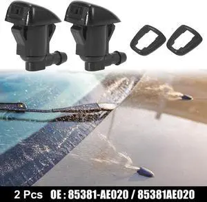 Front Windshield Wiper Nozzles for Toyota Sienna Tundra Corolla with Gaskets - Pack of 2 Black