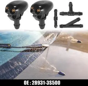 Front Windshield Washer Nozzles Fit for Nissan Frontier with Hose Connector - Pack of 5 Black