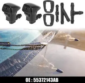 Front Windshield Washer Nozzles Fit for Jeep Grand Cherokee with Hose Connector - Pack of 7 Black