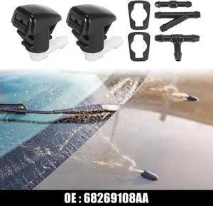 Front Windshield Washer Nozzles Fit for Dodge Durango with Hose Connector - Pack of 7 Black
