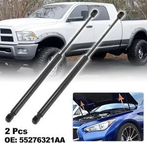 2pcs Front Hood Lift Supports Struts Shocks Gas Spring 55276321AA for Dodge for Ram 1500 2500 3500 4500 5500 Carbon Fiber Pattern Black