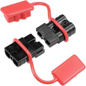 6 Gauge Battery Quick Connect Disconnect Kit 50A Wire Connector for Winch Auto Car Trailer Driver, Black 2pcs