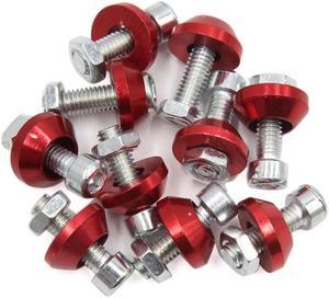 10pcs Red 6mm Thread Diameter Motorcycle License Plate Frame Screws Bolts Caps