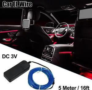 5 Meter/16ft Neon EL Wire String Strip Blue Cold Light Glow String Strip for Car Interior Decoration
