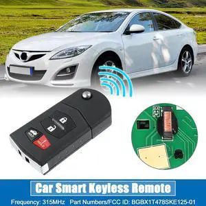 4 Button Flip Car Keyless Entry Remote Control Key Fob BGBX1T478SKE125-01 for Mazda 3 10-13 for Mazda 6 09-13 MX-5 Miata 06-15 315MHz Chip 63 80