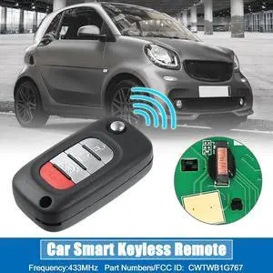 4 Button Flip Car Keyless Entry Remote Control Key Fob Proximity Smart Fob CWTWB1G767 for Smart Forfour 2015-2017  Fortwo 2015-2017 433MHz Chip 4A