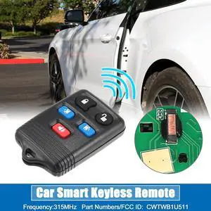 5 Button Car Keyless Entry Remote Control Replacement Key Fob Proximity Smart Fob CWTWB1U511 for Ford Freestar 2004-2007 315MHz