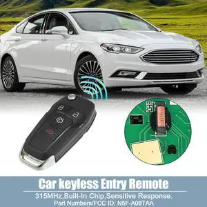 315MHz N5F-A08TAA Replacement Smart Proximity Keyless Entry Remote Key Fob for Ford Fusion 2013 2014 2015 2016 4 Buttons with Door Key 49 Chip