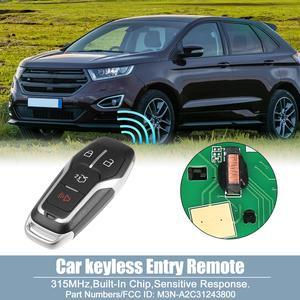 315MHz M3N-A2C31243800 Replacement Smart Proximity Keyless Entry Remote Key Fob for Ford for Mustang 2015-2017 4 Buttons with Door Key 49 Chip