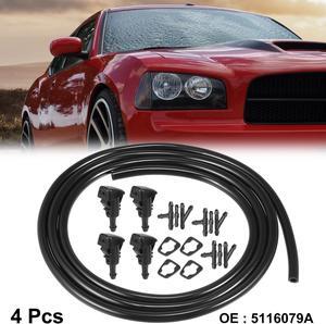 4pcs Car Front Windshield Washer Nozzles for Chrysler PT Cruiser Replaces 5116079A with 1.5 Meter Washer Fluid Hose 9 Pcs Hose Connectors