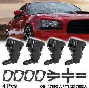 4pcs Car Front Windshield Washer Nozzle Sprayer Single Hole Replacement for Ford Edge 2007-2010 for Focus  2008-2011 for Lincoln MKX 2007-2010 7T4Z