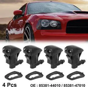 4pcs Car Front Windshield Washer Nozzle with Rubber Gasket for Toyota Camry Tacoma Sienna Solara Prius Matrix Replace of 85381-44010 Jet Spray Single