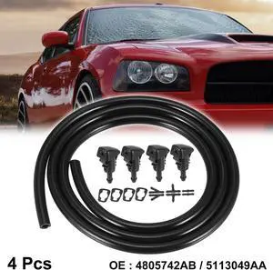4pcs Car Front Windshield Washer Sprayer Nozzle Single Hole Replacement for Dodge Journey Charger Avenger for Ram 1500 2500 3500 for Jeep Grand Cherokee Patriot Compass 5113049AA