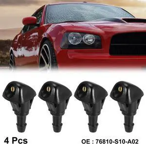 4pcs Black ABS Front Windshield Wiper Cleaning Jet Nozzles for Honda Civic CRV