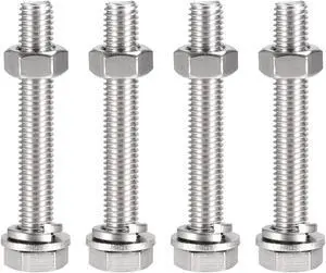 M10 x 70mm Hex Head Screws Bolts, Nuts, Flat & Lock Washers Kits, 304 Stainless Steel Fully Thread Hexagon Bolts 4 Sets M10 x 70mm Hex Head Screws Bolts, Nuts, Flat & Lock Washers Kits, 304 Stainless Steel Fully Thread Hexagon Bolts 4 Sets