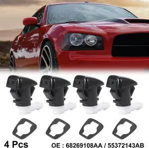 4pcs Car Front Windshield Washer Nozzle Sprayer Single Hole for Dodge Grand Caravan Durango 2011-2018 for Jeep Grand Cherokee WK2 2011-2021 Replace of 68269108AA 55372143AB
