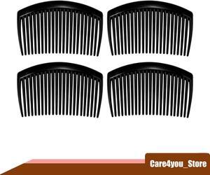 4 Pcs Classic Side Clip Hair Comb, Teeth Hair Combs Hair Clip Comb Plastic, Black, 3"