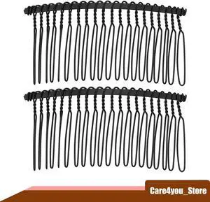 2 Pcs No Slip Hair Side Combs Accessories, Metal, Black, 3"