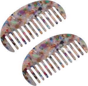 2 Pcs Hair Comb Wide Tooth, Anti-Static, for Thick, Curly Hair, Hair Care, Detangling Comb, for Wet and Dry Multicolor