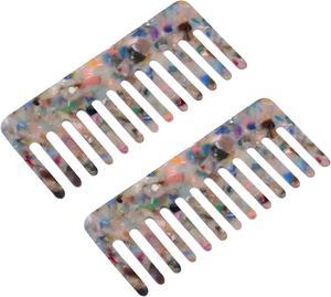 2 Pcs Hair Comb Wide Tooth, Anti-Static, for Thick, Curly Hair, Hair Care, Detangling Comb, for Wet and Dry, 2.5mm Thick Multicolor