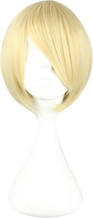 Human Hair Wigs for Women, 12" Gold Tone Bob Wig with Wig Cap Straight Hair