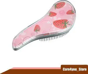 Tangle Shower Hair Magic Handle Detangling Brush Comb, Strawberry Pattern