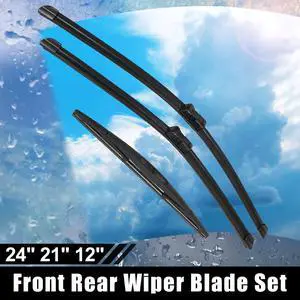 24" 21" 12" Front Rear Windshield Wiper Blade Set Fit for Buick Enclave with Top-Lock - Pack of 3 Black