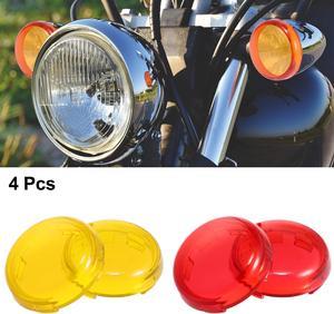 4pcs 2 Inch Turn Signal Light Lens Covers Front Rear for Harley Davidson Sportster Softail Road King Road Glide Street Glide Amber Red