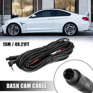 1pcs 4 Pin 15m 49.21Ft Dash Cam Rearview Backup Camera Reverse Extension Cord Car Recorder Cable Male to Female Video Extension Wire