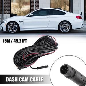 1pcs 5 Pin 15m 49.21Ft Dash Cam Rearview Backup Camera Reverse Extension Cord Car Recorder Cable Male to Female Video Extension Wire