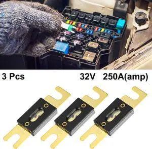 3pcs Fuse Replacement 250A ANL Fuses for Car Truck Motorcycle Boat Audio CDs