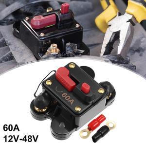 2 Pcs DC 12V- 48V 50Amp Car Circuit Breaker with Manual Reset Inline Fuse Holder Protector Black Green