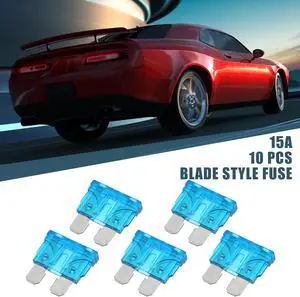 10pcs Blade Style Fuses 15A Blade Style Fuses Replacement for Automotive Car Boat Truck SUV RV Motorcycle Blue
